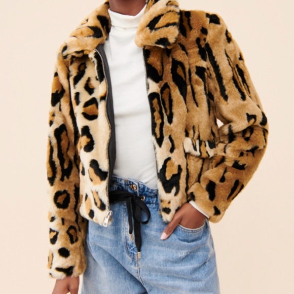 ICHI Jackets & Blazers - Ichi Leopard Print Faux Fur Jacket